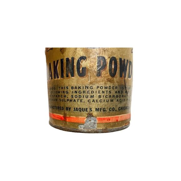 Vintage Paper Gold Label Baking Powder 2 Pounds Full Tin - Picture 7 of 10